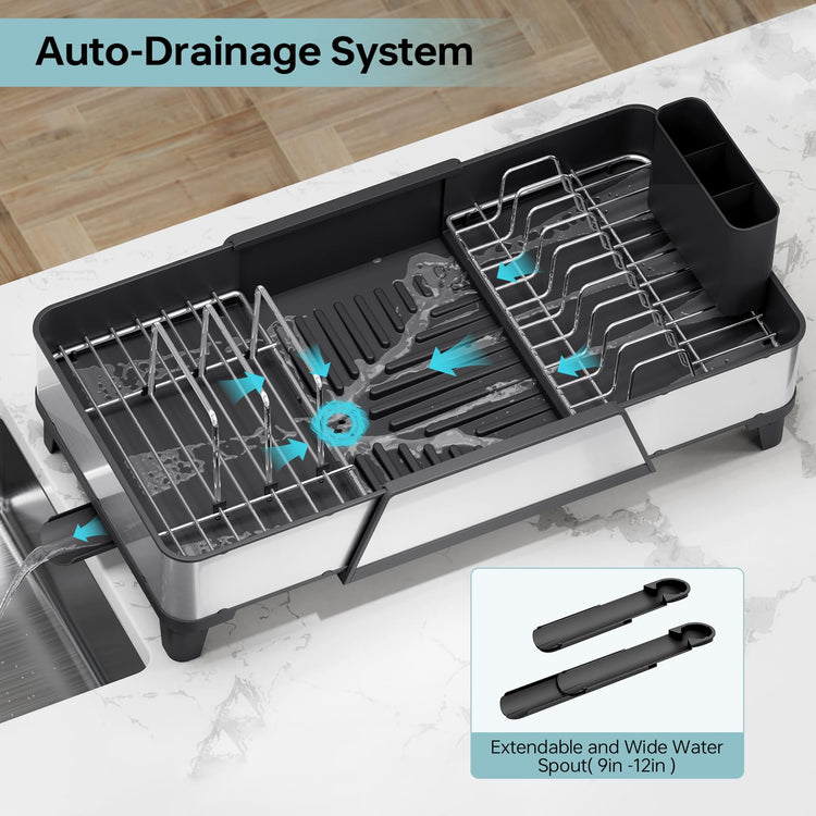 Large Expandable Dish Drying Rack for Kitchen Counter