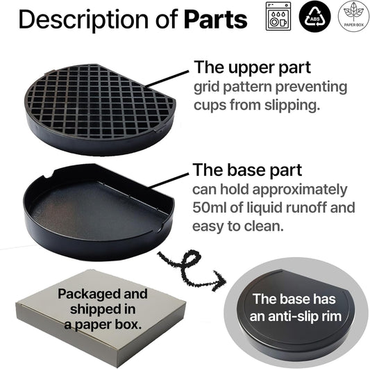 Coffee Drip Catcher 4 inches Small Drip Tray for Drink Dispenser Espresso Machine Carafe Tea Station Water Urn Durable ABS Plastic, Black, PDT0627S