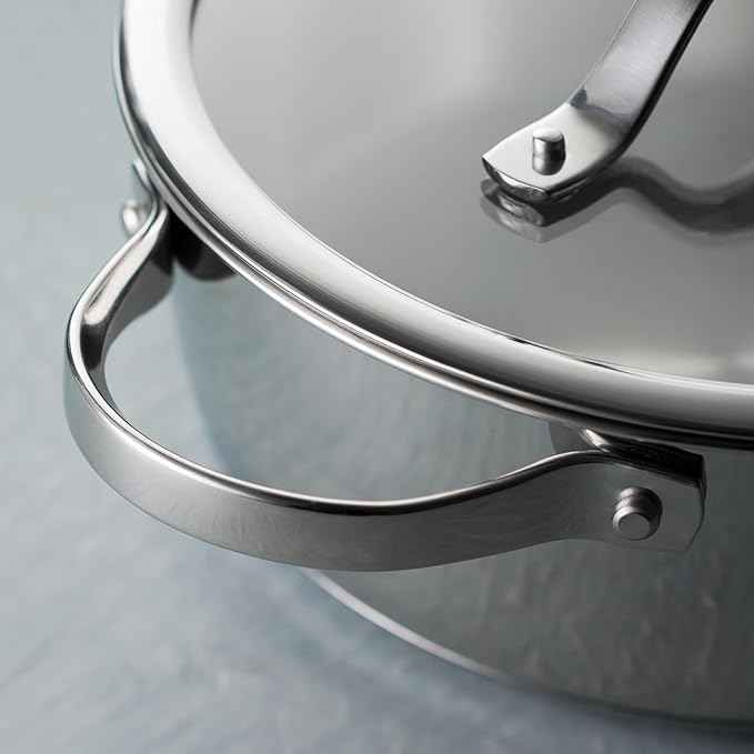 Tramontina Tempo Tri-Ply Base Stainless Steel 5-Quart Dutch Oven Pot with Glass Lid, Induction-Ready, Oven-Safe, Dishwasher-Safe