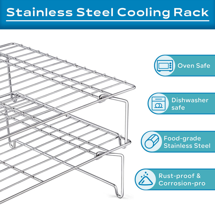 2 Tier 15x10IN Cookie Cooling Rack for Cooking Stackable Collapsible