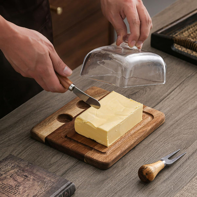 Butter Dish with Knife and Glass Lid