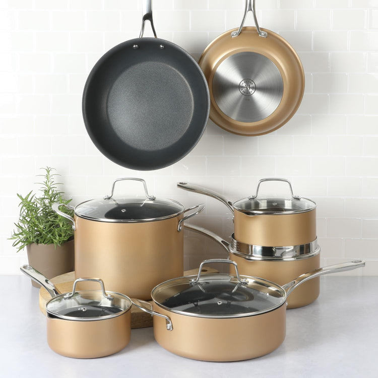 12 Piece Heavy Gauge Aluminum Hard Anodized Premium Nonstick Cookware Set