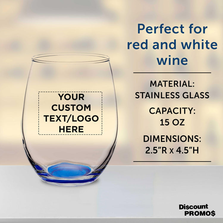 Custom Stemless Wine Glasses in Bulk by ARC Perfection (100 Count)