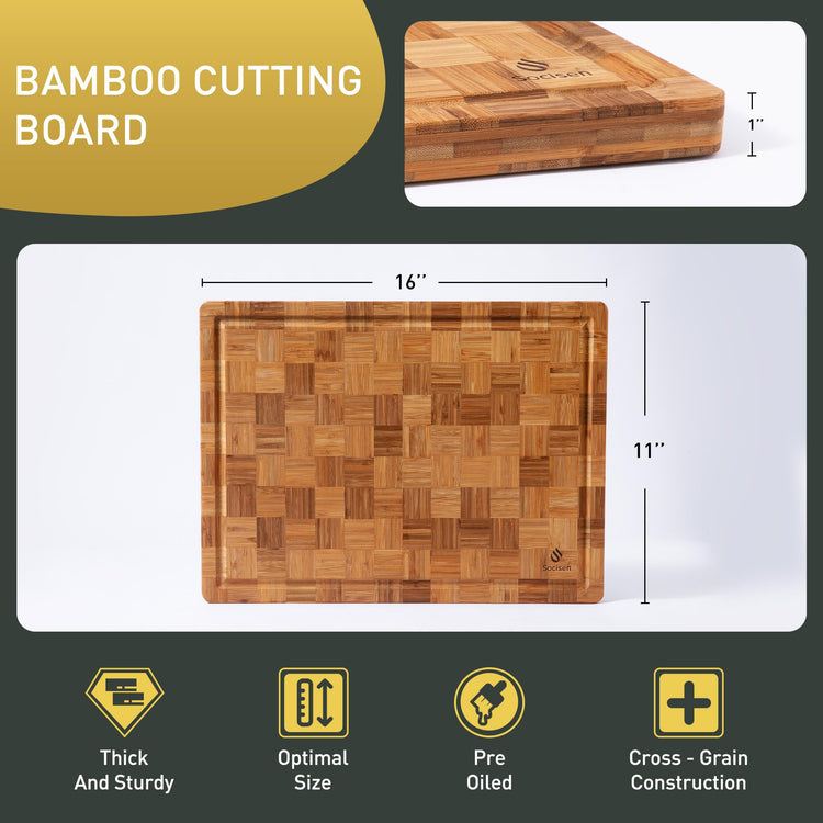 Bamboo Cutting Board 16'' Wood Wooden Cutting Boards for Kitchen Chopping