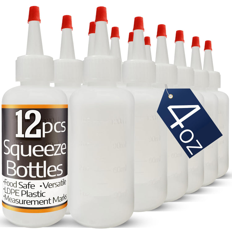Plastic Squeeze Bottles with Red Tip Cap