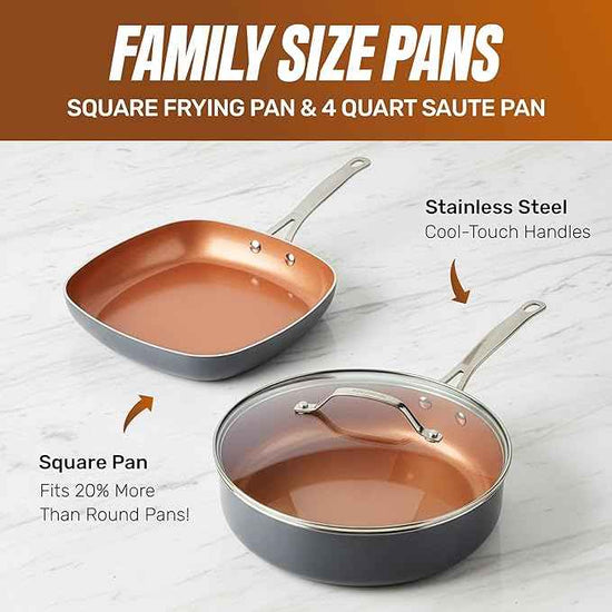 GOTHAM STEEL 20 Pc Ceramic Cookware Set, Copper Pots and Pans Set Non Stick with Bakeware, Cooking Utensils, and Steamer, Oven and Dishwasher Safe