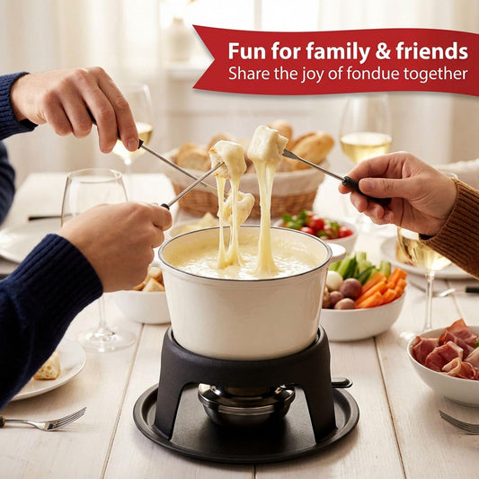 Cast Iron Fondue Pot Set for Chocolate Cheese