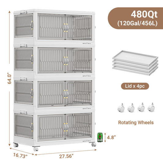 120Gal Large Stackable Storage Bins with Lids (4 Count)