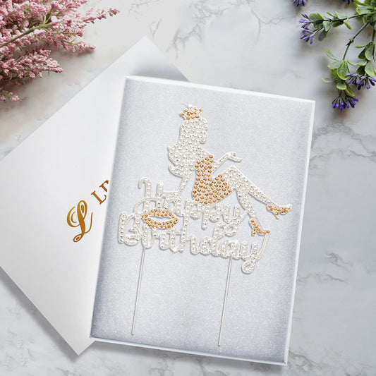 Happy Birthday Crown Queen High Heel Rhinestone Cake Topper