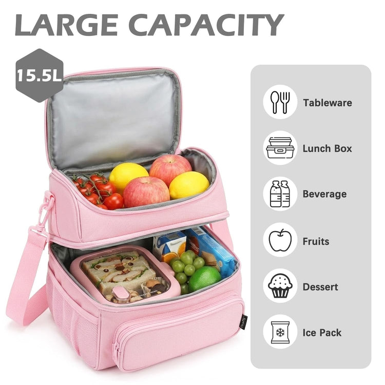 Double Layer Cooler Insulated Lunch Bag Adult Lunch Box Large Tote Bag for Men