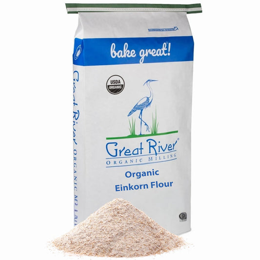 Great River Organic Milling Organic Einkorn Flour | Ancient Whole Wheat Flour | Non-GMO, Kosher, High-Protein | Nutrient-Rich, Healthier All-Purpose Flour Alternative for Baking | 25 Lb (Pack of 1) - Nestoria