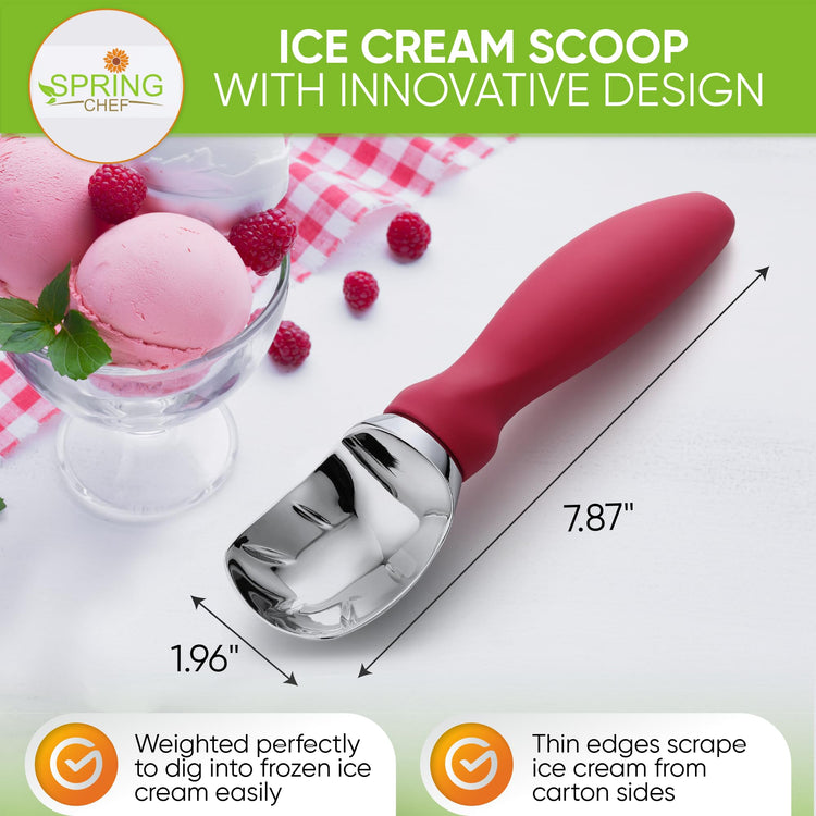 Heavy Duty Metal Ice Cream Scoop with Comfortable Handle