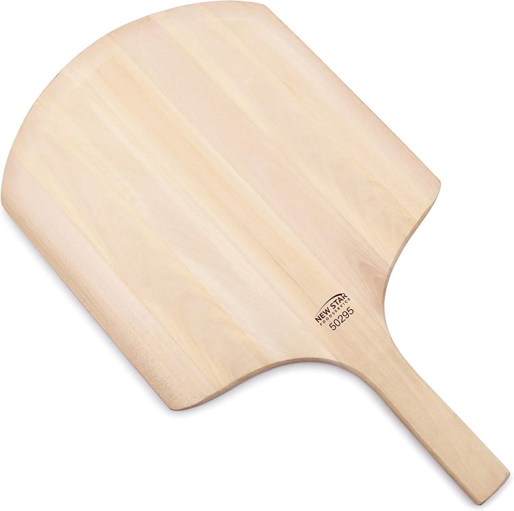 New Star Foodservice 50295 Restaurant-Grade Wooden Pizza Peel, 16" L x 14" W Plate, with 10" L Wooden Handle, 24" Overall Length