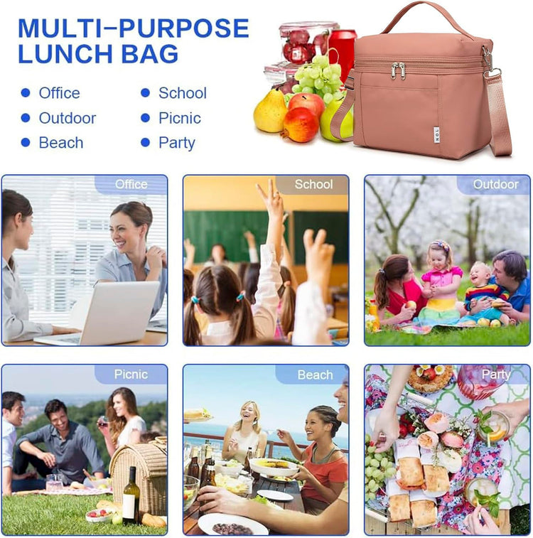NOL Insulated Lunch Bags for Women Cooler Bag Lightweight Nylon Waterproof Lunch Box for Work