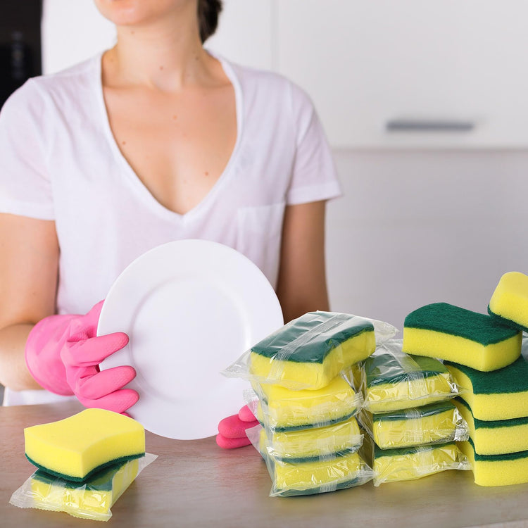 100 Pcs Individually Wrapped Sponges Uncompressed Green (100 Count)