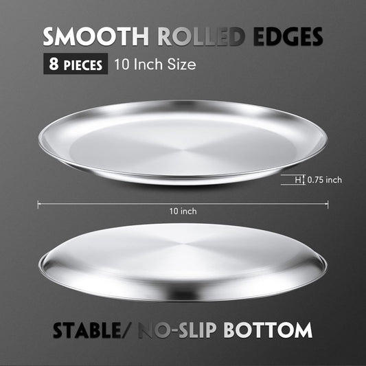 8 Pieces Silver Pizza Pans 10 Inch Bakeware (8 Count)