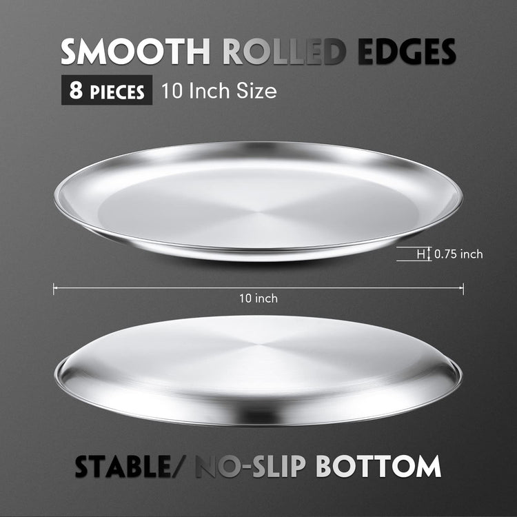 8 Pieces Silver Pizza Pans 10 Inch Bakeware (8 Count)