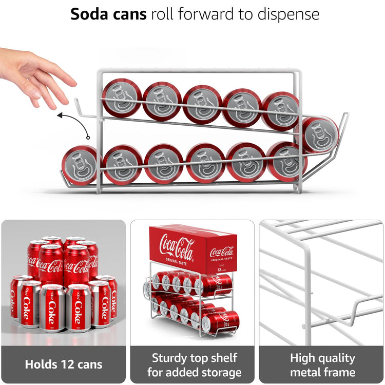 Soda Can Rack Beverage Dispenser Dispenses 12 Standard Size 12oz Cans (12 Count)