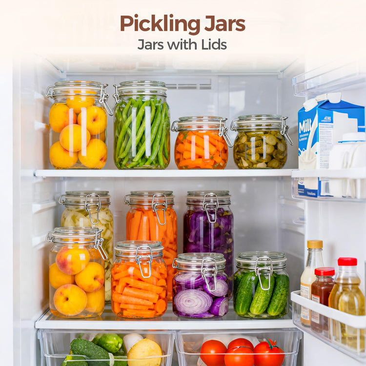 Square Glass Pantry Jars with Airtight Lids 27 oz 6 Pack Spice Jar (6 Count)