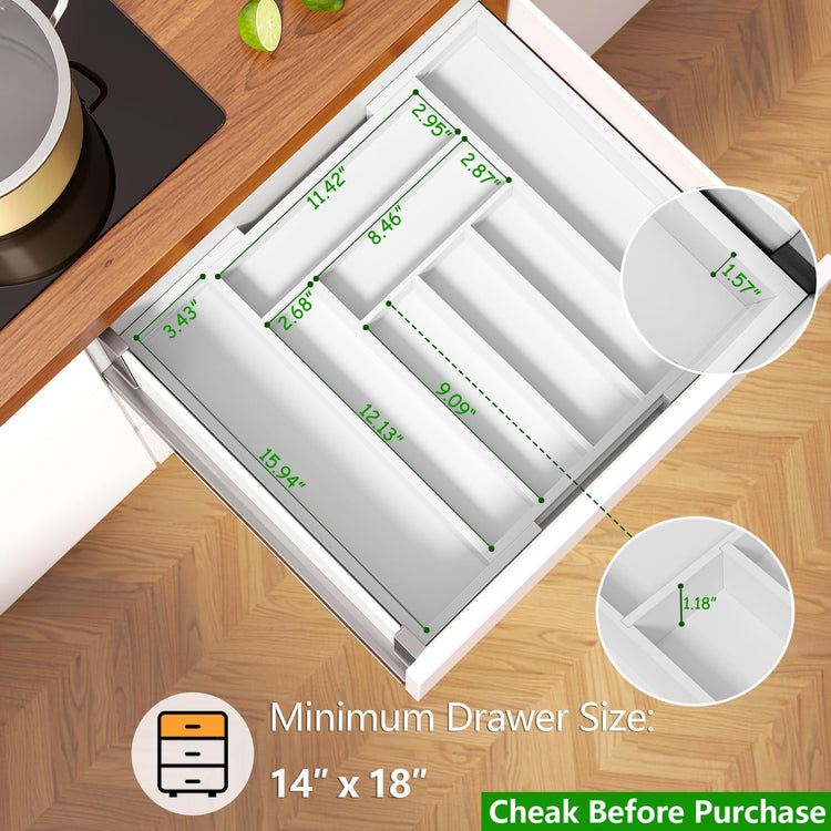 Bamboo Expandable Drawer Organizer for Utensils Holder