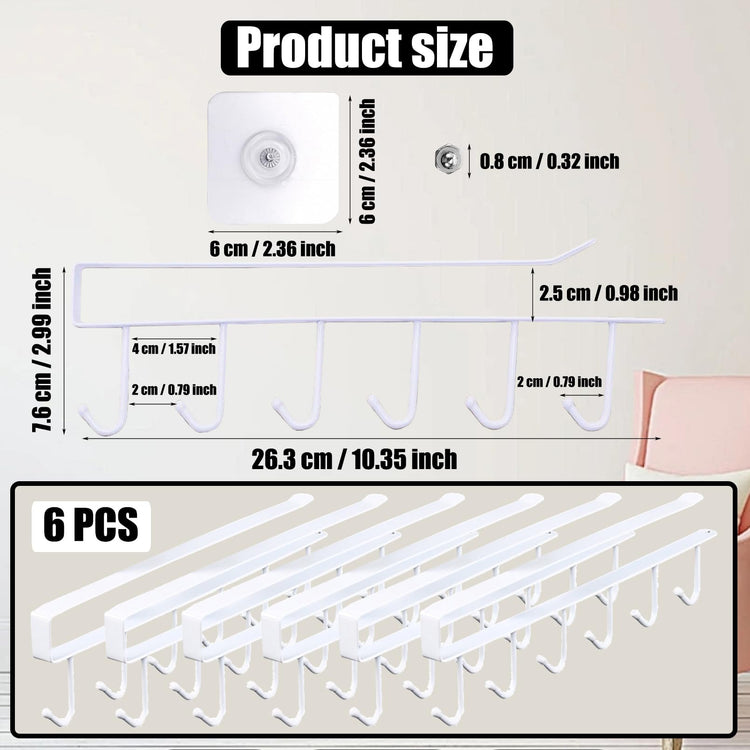 6PCS Mug Hooks Under Cabinet (6 Count)