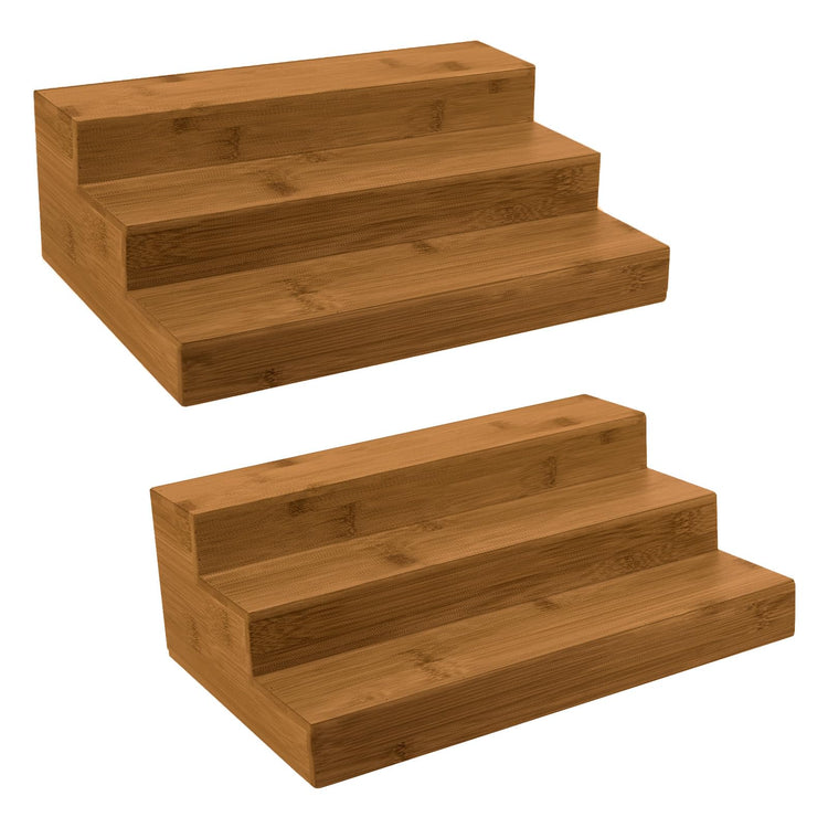 Bamboo Spice Rack Organizer for Cabinet 2 Pack