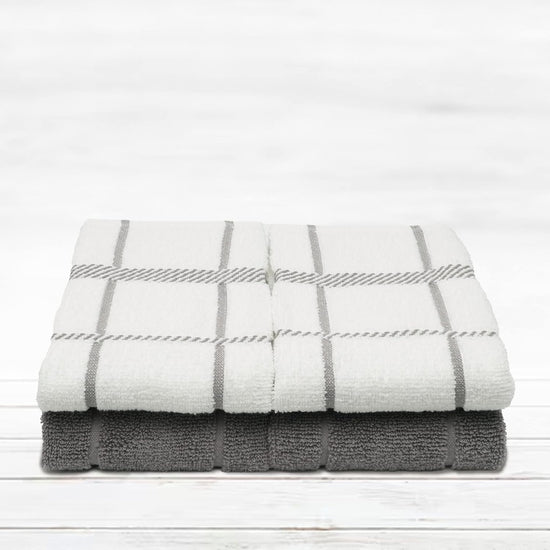 100% Cotton Terry Dish Towels, 4 Pack 16 x26 Inches, Super Soft and Absorbent Kitchen Towels, Perfect for Kitchen Cleaning and Dish Washing | Light Gray - Nestoria