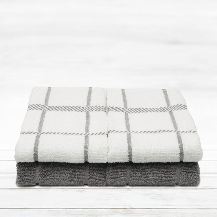 100% Cotton Terry Dish Towels, 4 Pack 16 x26 Inches, Super Soft and Absorbent Kitchen Towels, Perfect for Kitchen Cleaning and Dish Washing | Light Gray - Nestoria