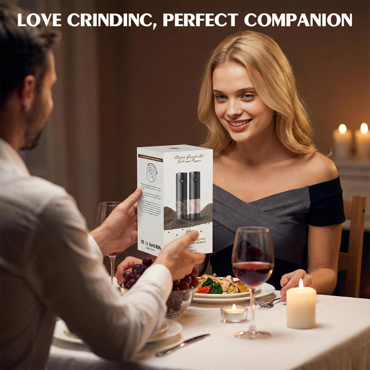 Electric Salt and Pepper Grinder Set Automatic Grinder for Kitchen Battery Pepper Mill Shakers Adjustable Coarseness Upgraded Larger Capacity with Led Gifts for Mom