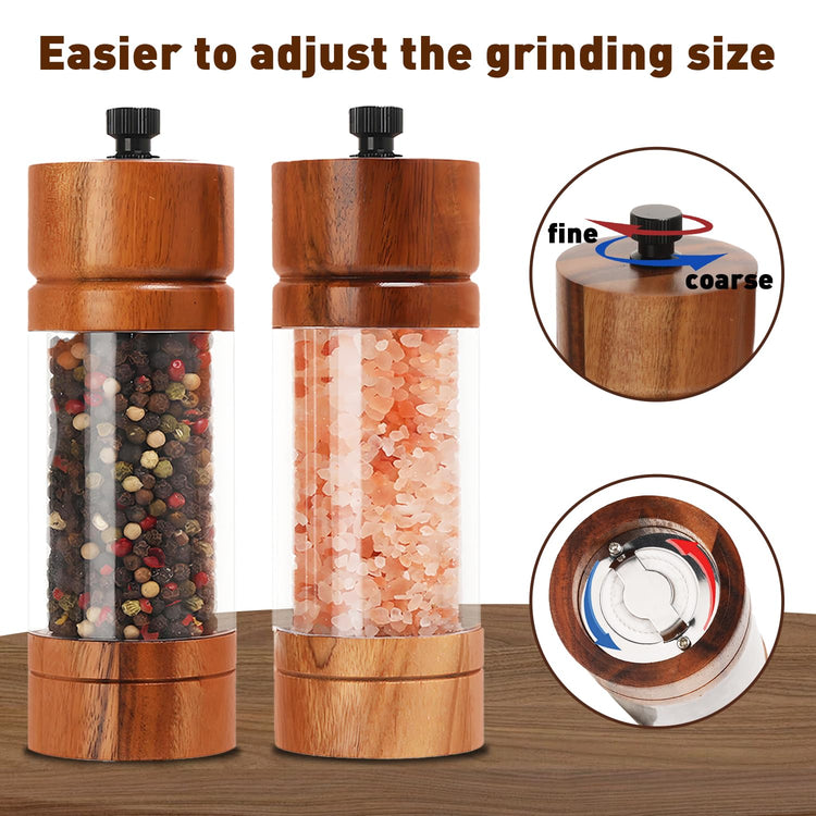 2 Pack 5.5 Inch Wood Salt and Pepper Grinder Set