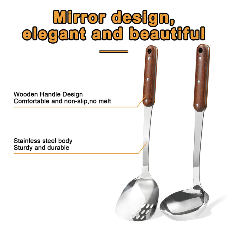 Stainless Steel Wok Spatula and Ladle Tool (2 Count)