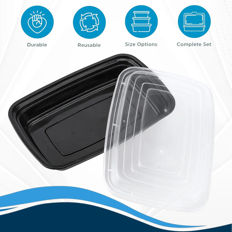Ruthy's Outlet Meal Prep Containers W/Lids -Square Food Storage – BPA-Free| Stackable | Microwave | Freezer & Dishwasher Safe | Reusable Lunch Bento Box Portion Control & Planning (50 Pack, 24 oz)