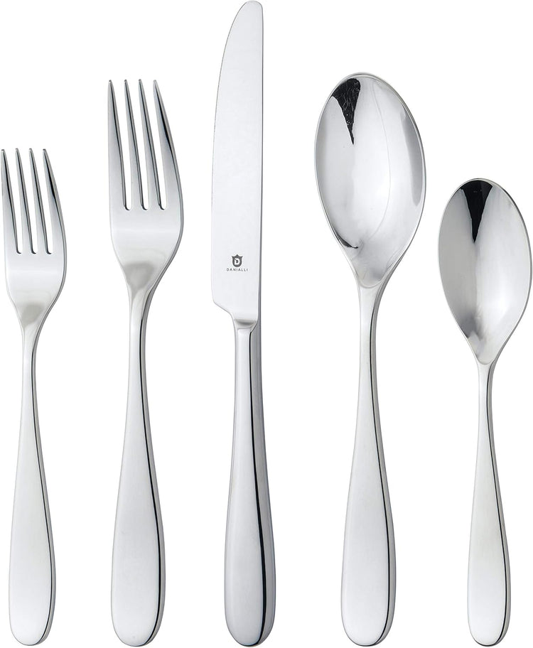 Silverware Set for 8 – 18/10 Stainless Steel Flatware, Mirror Polished, Dishwasher Safe, Heavy-Duty, Rust Resistant, Elegant Tableware (40-Piece Set, Fidenza)