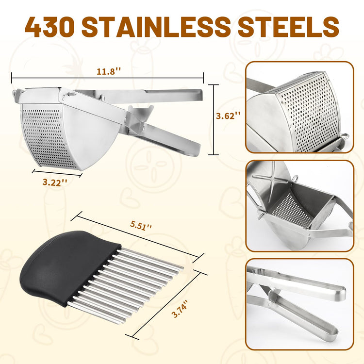 Heavy Duty Stainless Steel Professional Ricer for Mashed Potatoes