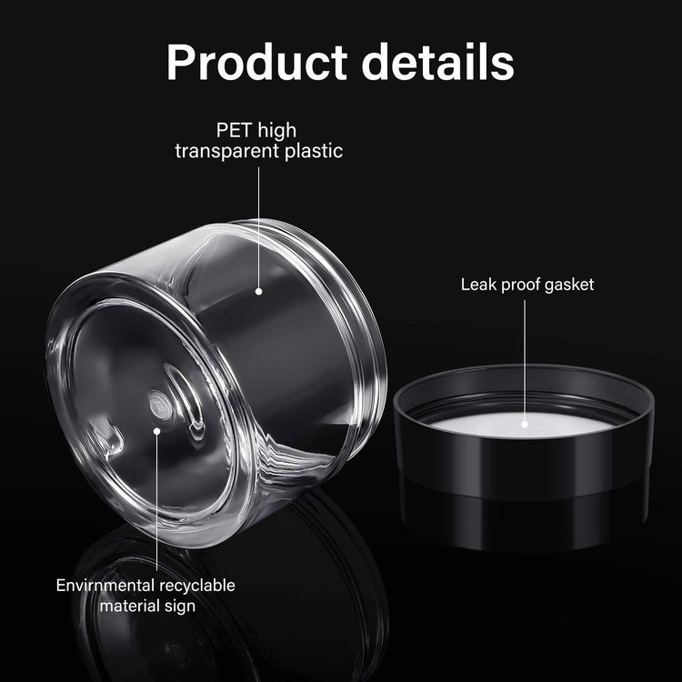 6 Pack 6 oz Plastic Jars Containers with Lids Small Empty Round Clear Containers Wide Mouth Refillable Reusable Leakproof Jars for Travel Cosmetic Dry Food Home Kitchen Organization (6 Count)