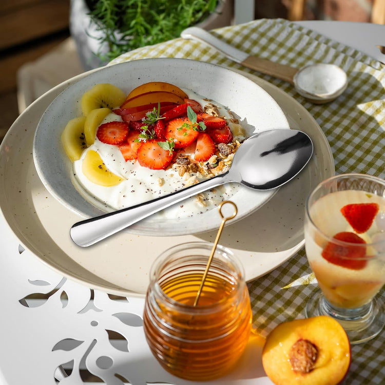 60 PCS Dinner Spoons Set - Windsor Stainless Steel Dinner Spoon 7.1 Inch with Dishwasher Safe Dessert Spoons, Metal Dessert Spoon, Silverware for Home, Kitchen or Restaurant
