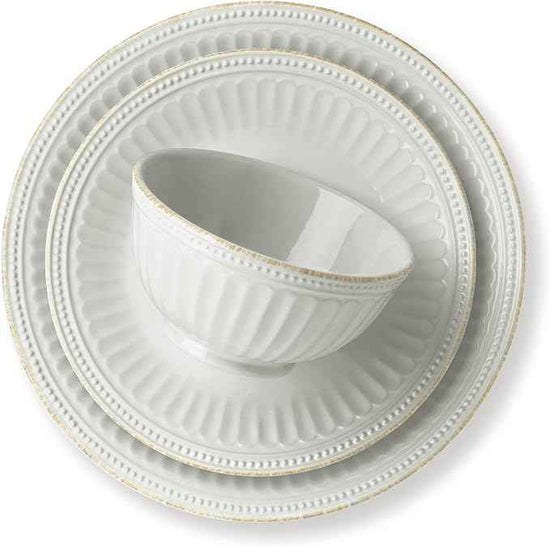 Lenox French Perle Groove 12-Piece Plate & Bowl Set, 23.05 LB, White