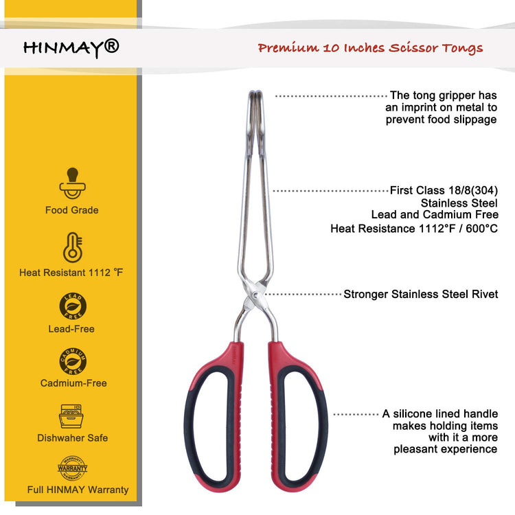 Stainless Steel Scissor Tongs with Comfort