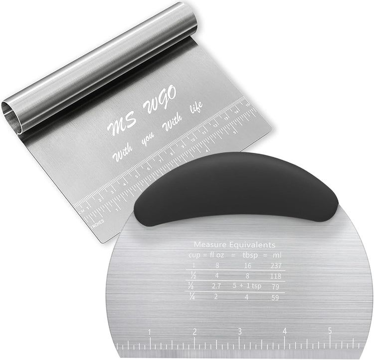 Dough Scraper Cutter Pastry Pizza Cutter Stainless Steel Tool with Scale Ruler, Kitchen Tool for Baking Cookie Dough Vegetable Bread
