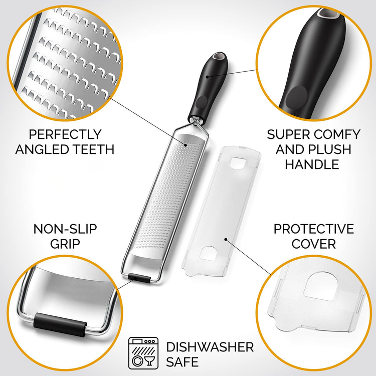 DESIGNED BY CHEFS ~ Premium Lemon Zester Grater With Perfectly Angled Teeth ~ Ideal for Citrus