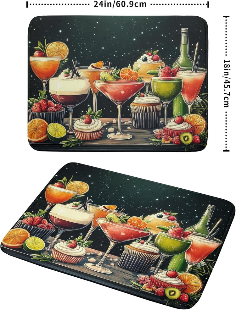 Wine Glass Dish Drying Mat - Summer Party Absorbent Microfiber Kitchen Drying Pad for Counter Decoration