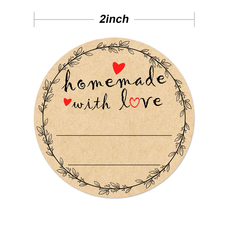 2" Homemade With Love Stickers