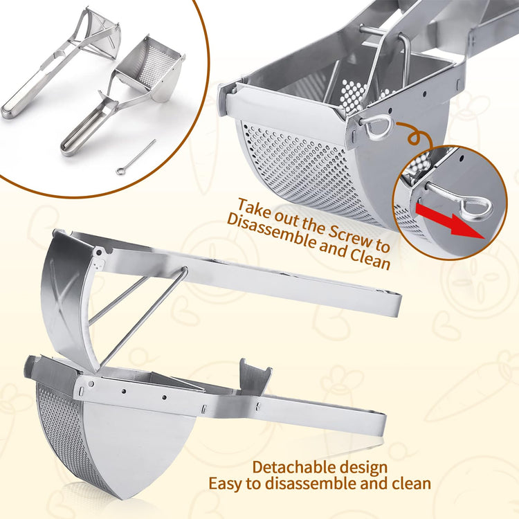 Heavy Duty Stainless Steel Professional Ricer for Mashed Potatoes