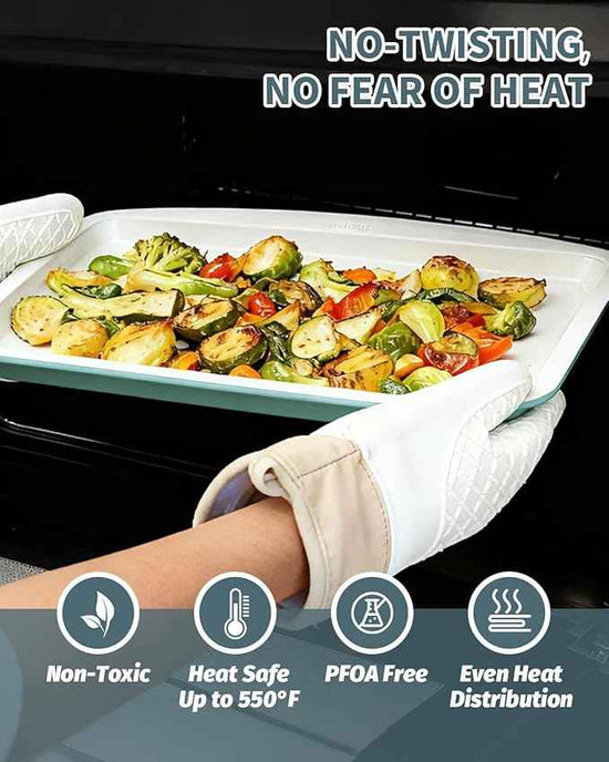 Ceramic Nonstick Baking Pans Set, Non Toxic 33 PCS Stackable Bakeware Sets, 550°F Oven Safe Baking Sheet & Pans, Warp-Free, Dishwasher Safe, PTFE/PFOA/PFOS-Free (Green)