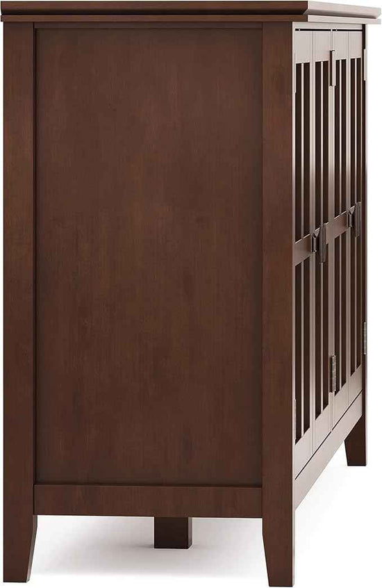 SIMPLIHOME Artisan SOLID WOOD 66 Inch Wide Contemporary Wide 4 Door Storage Cabinet in Russet Brown, For the Living Room, Entryway and Family Room