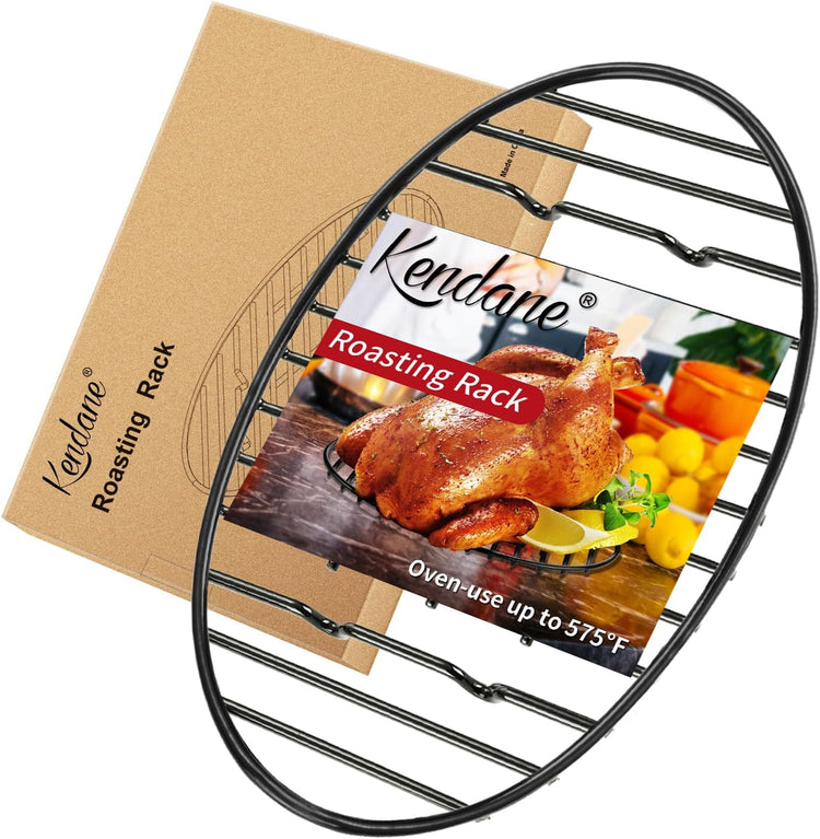 Roasting Rack with Integrated Feet, Cooling Drying Rack Kitchen Rack With Enameled Coating, PTFE Free, Great for Cooking, Roasting, Drying, Grilling, 12inch*8.5inch by KENDANE