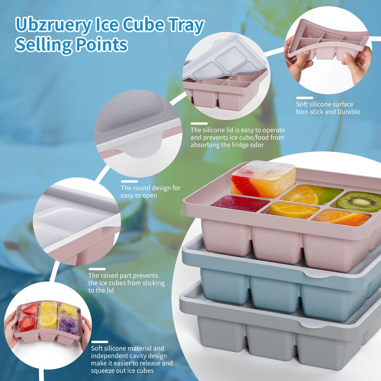 Large Silicone Ice Cube Tray Set of 3 (3 Count)