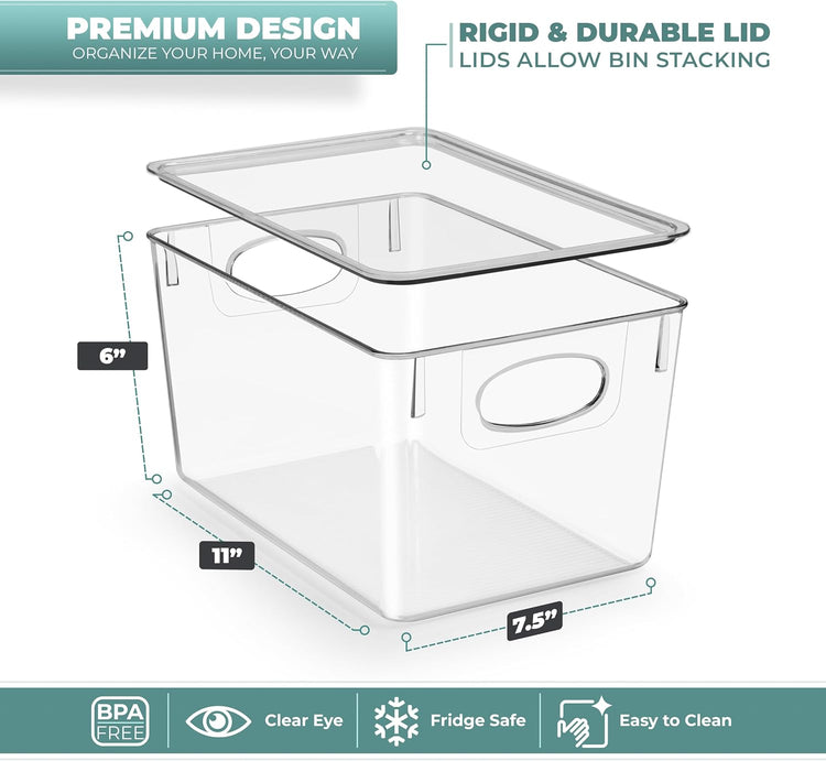 Sorbus Large Clear Plastic Bins with Lids – Stackable Organizer for Toys, Clothes, Medicine, Makeup, Closet, Art Supplies, Bathroom, Shoes – 8 Pack