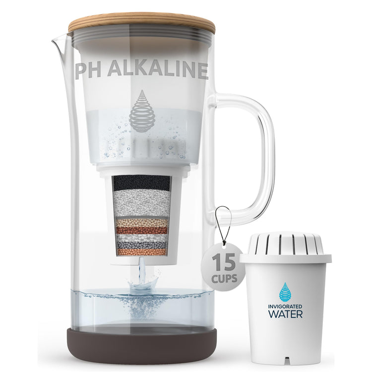 pH Restore Glass Water Filter Pitcher