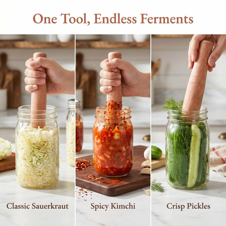 7 Inch Wooden Kimchi Sticks Food Pounder for Mason Jar Fermentation Sauerkraut Cabbage Masher Kitchen Tool